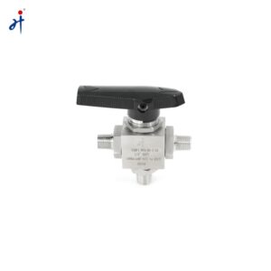 صمام كروي ثلاثي الاتجاهات من الفولاذ المقاوم للصدأ ذو سن ذكر